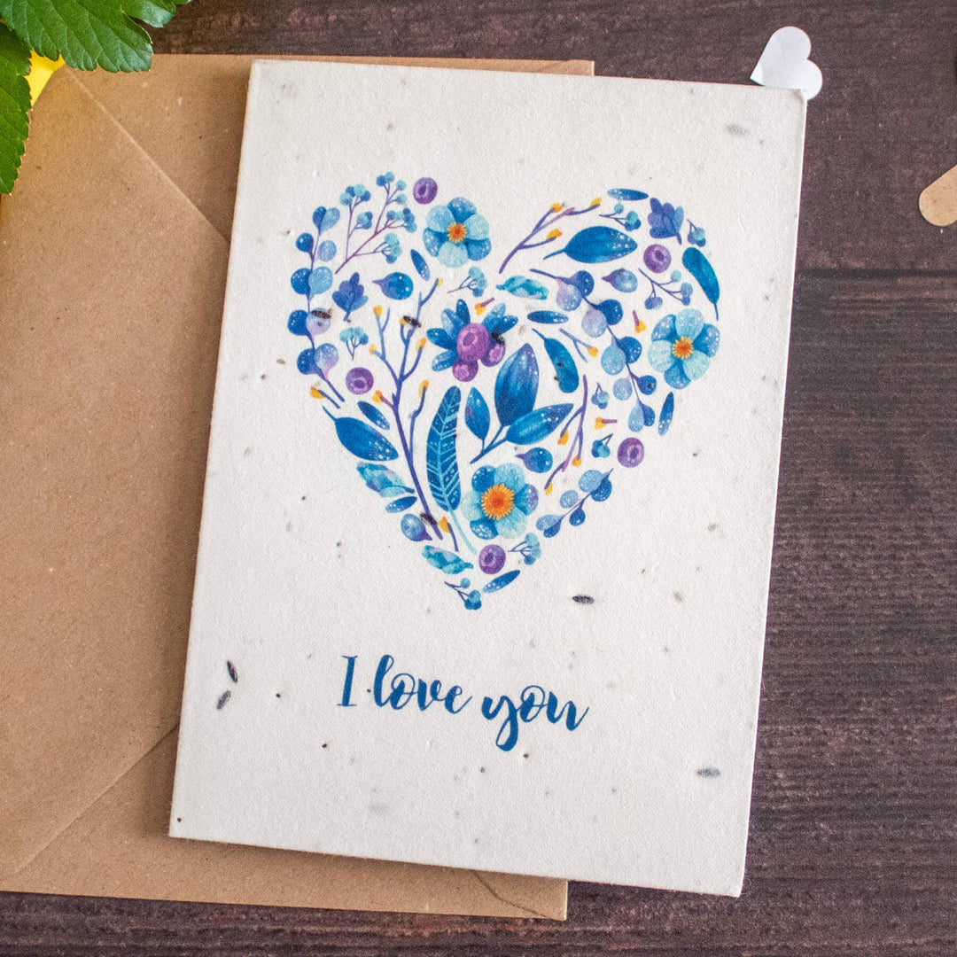 Plantable Greetings Card - Blue Heart