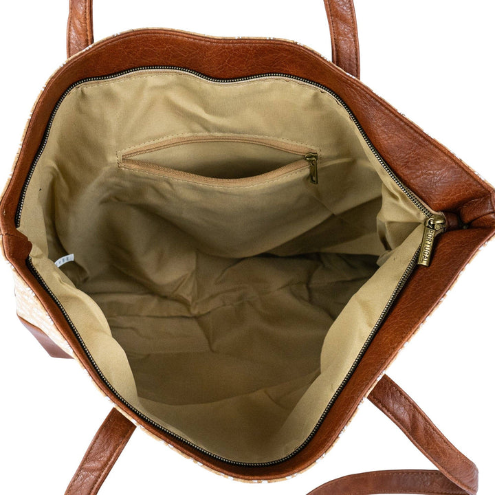 Womens Navy Floral Cork Tote Bag
