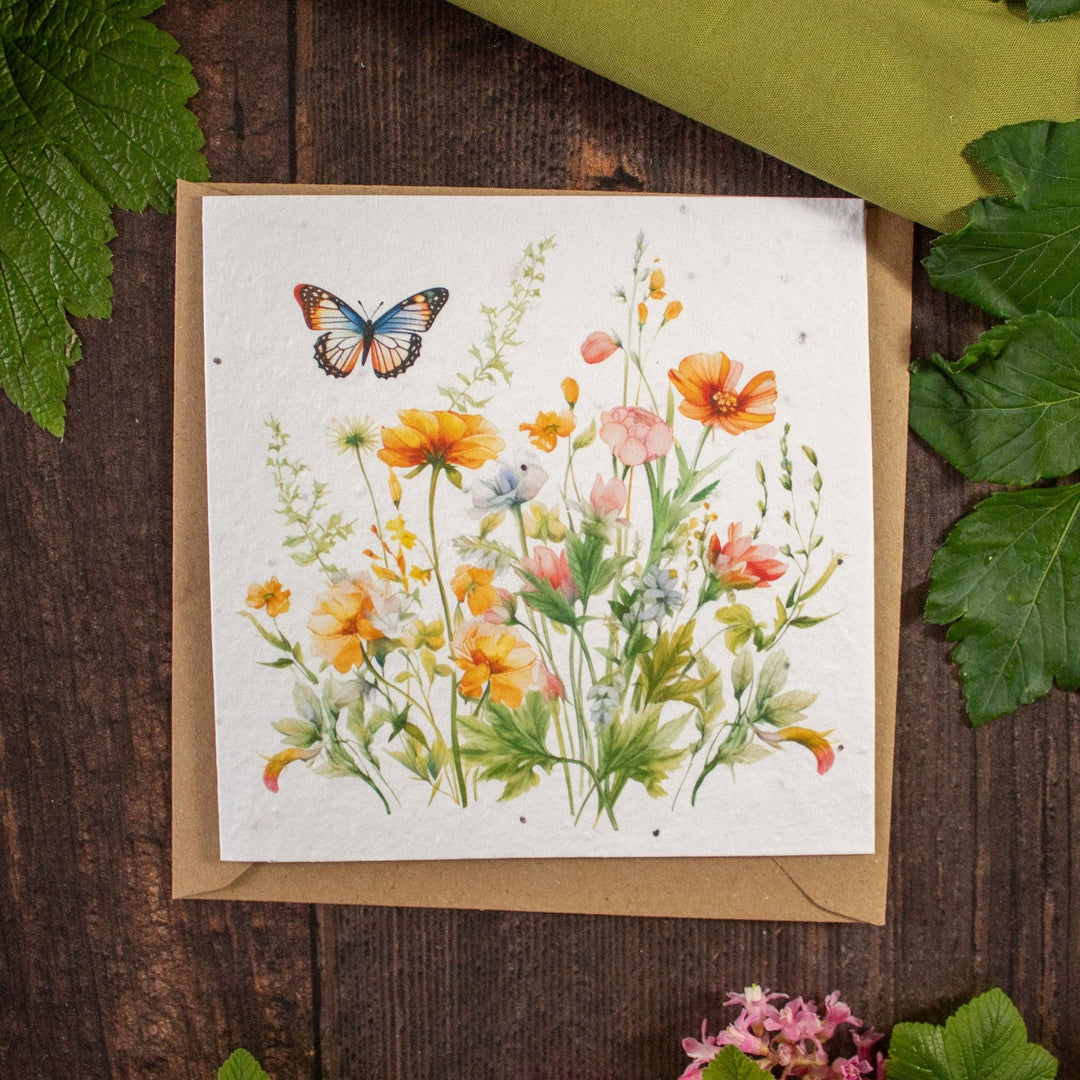 Plantable Greetings Card - Butterfly & Flowers