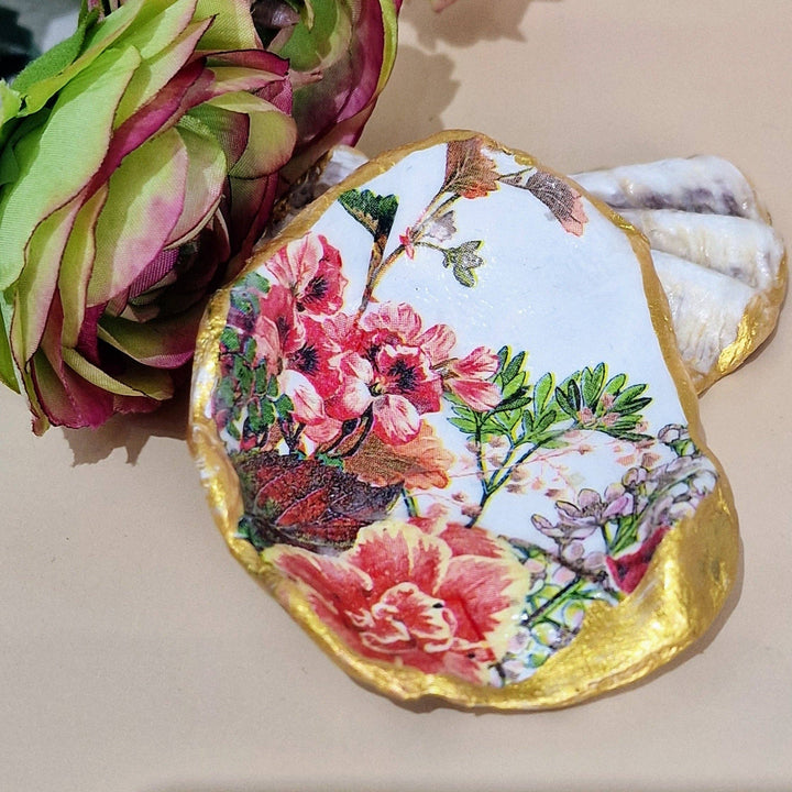 Carnation Flower Small Oyster Shell Trinket Dish