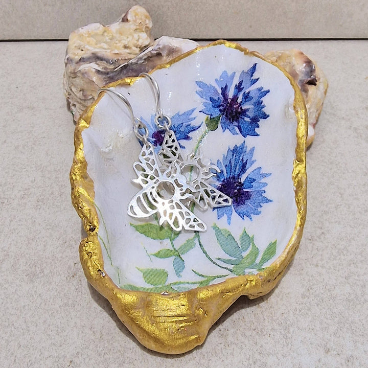 Blue Cornflower Small Oyster Shell Trinket Dish