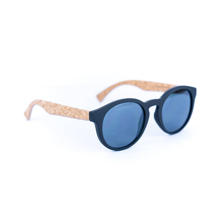 Women's Black Cork Sunglasses with UV Protection Lenses