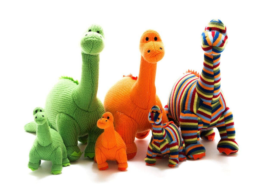 Knitted Green Diplodocus Dinosaur Plush Toy