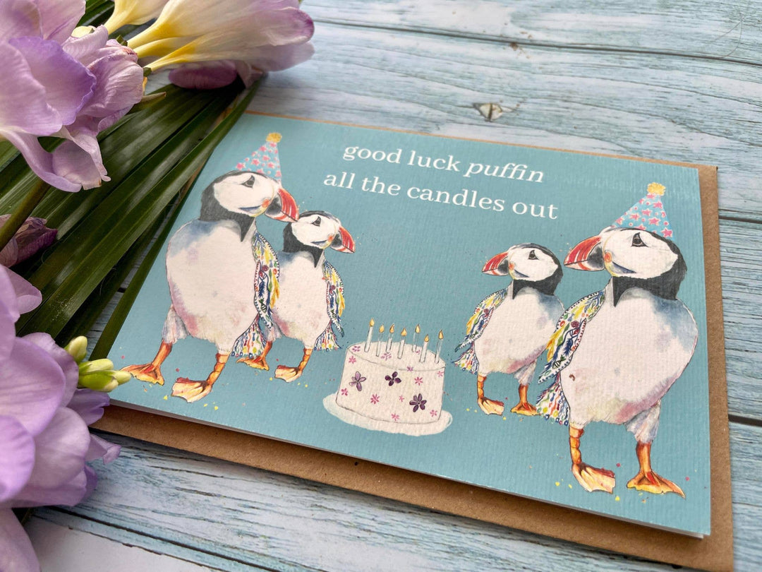 Good luck Puffin All The Candles Out card