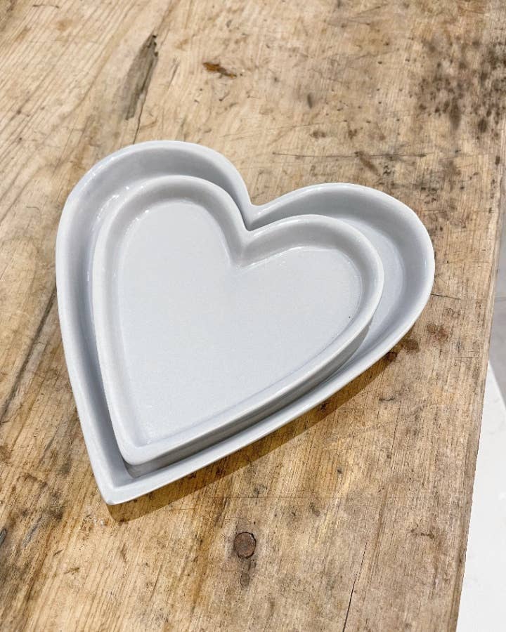 Grey Ceramic Heart Trinket Dish, 12cm