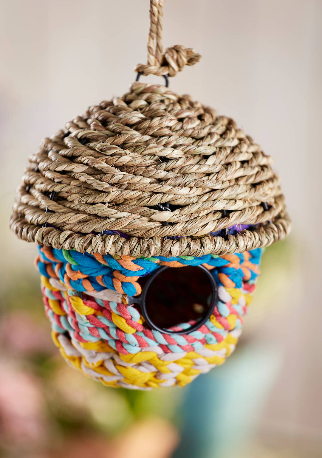 Grass & Recycled Sari Acorn Birdhouse