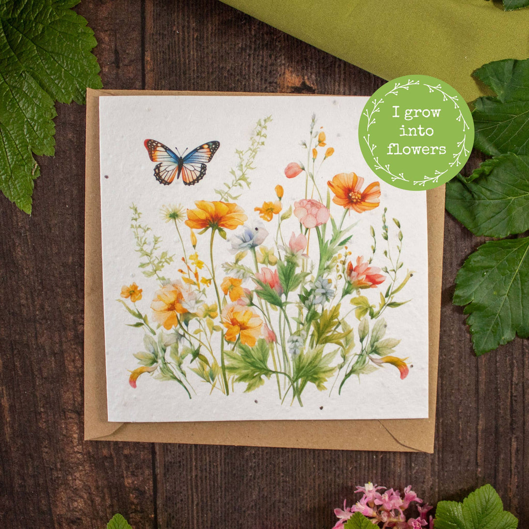 Plantable Greetings Card - Butterfly & Flowers