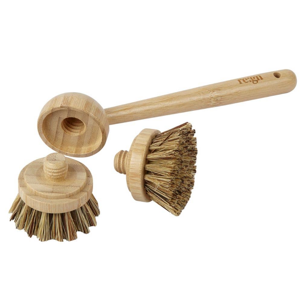 Modular Bamboo Dish Brush– Coconut Bristles: Full Brush