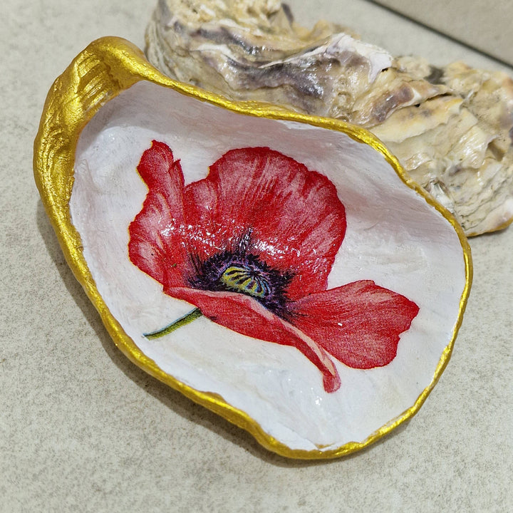 Poppies Poppy Flower Small Oyster Shell Trinket Dish