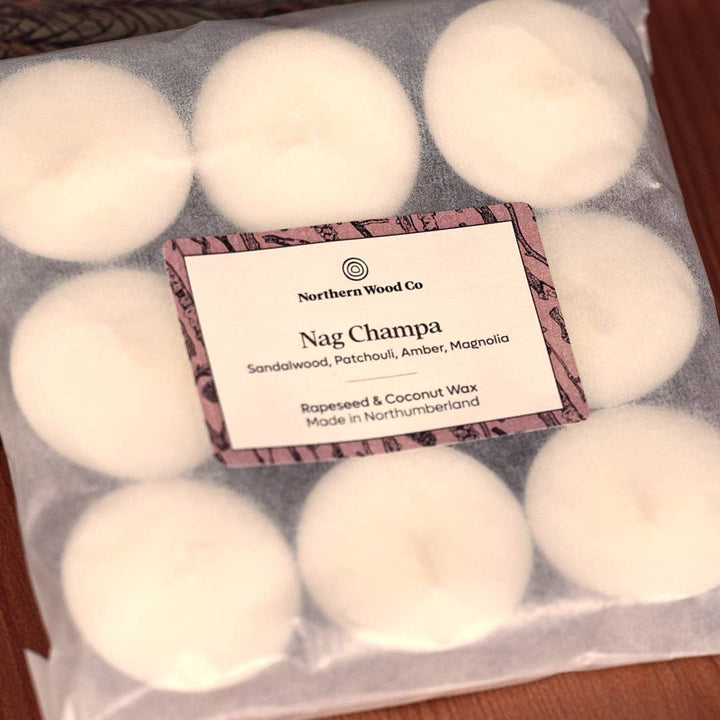 9 4hr Nag Champa Tea Lights, Rapeseed & Coconut  wax