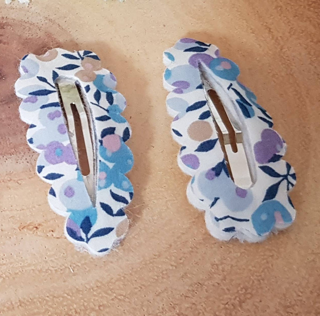 Hair clips: Wiltshire blue Liberty of London fabric
