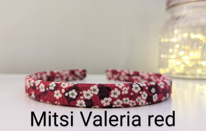 Liberty of London fabric headband: 1cm width / Mitsi valeria red