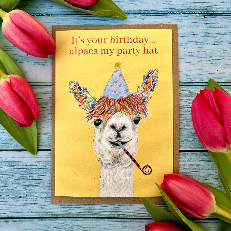 Alpaca Birthday | I'll Alpaca my hat. Carbon Neutral Eco-Cards