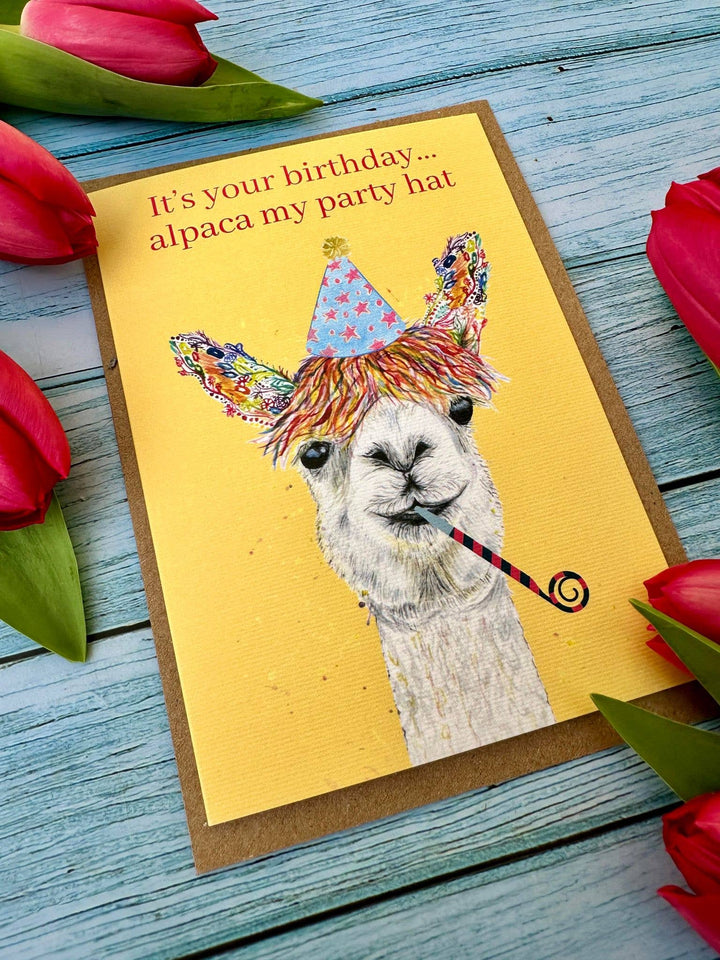 Alpaca Birthday | I'll Alpaca my hat. Carbon Neutral Eco-Cards