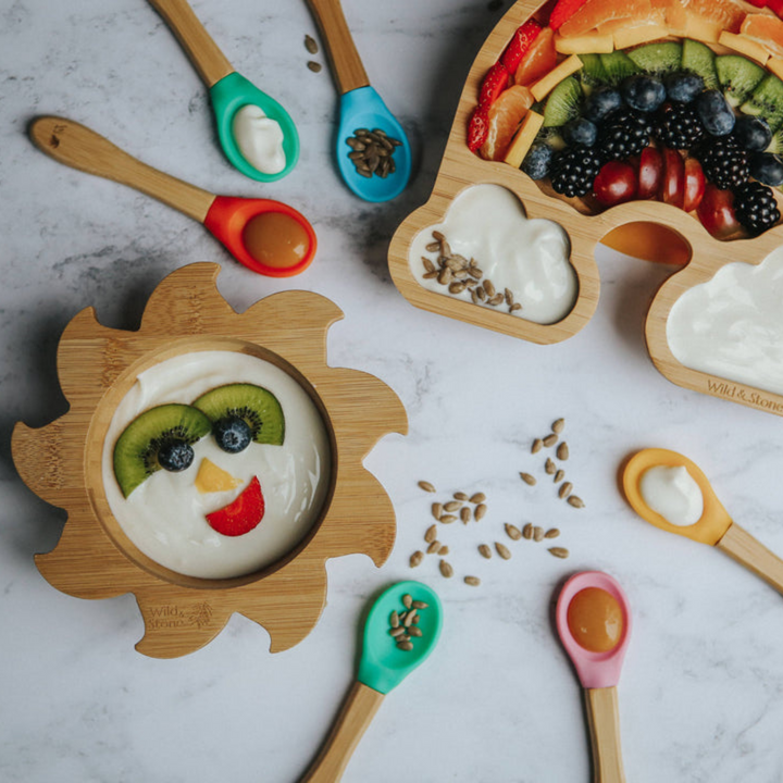 Rainbow bamboo Weaning Suction Section Plate