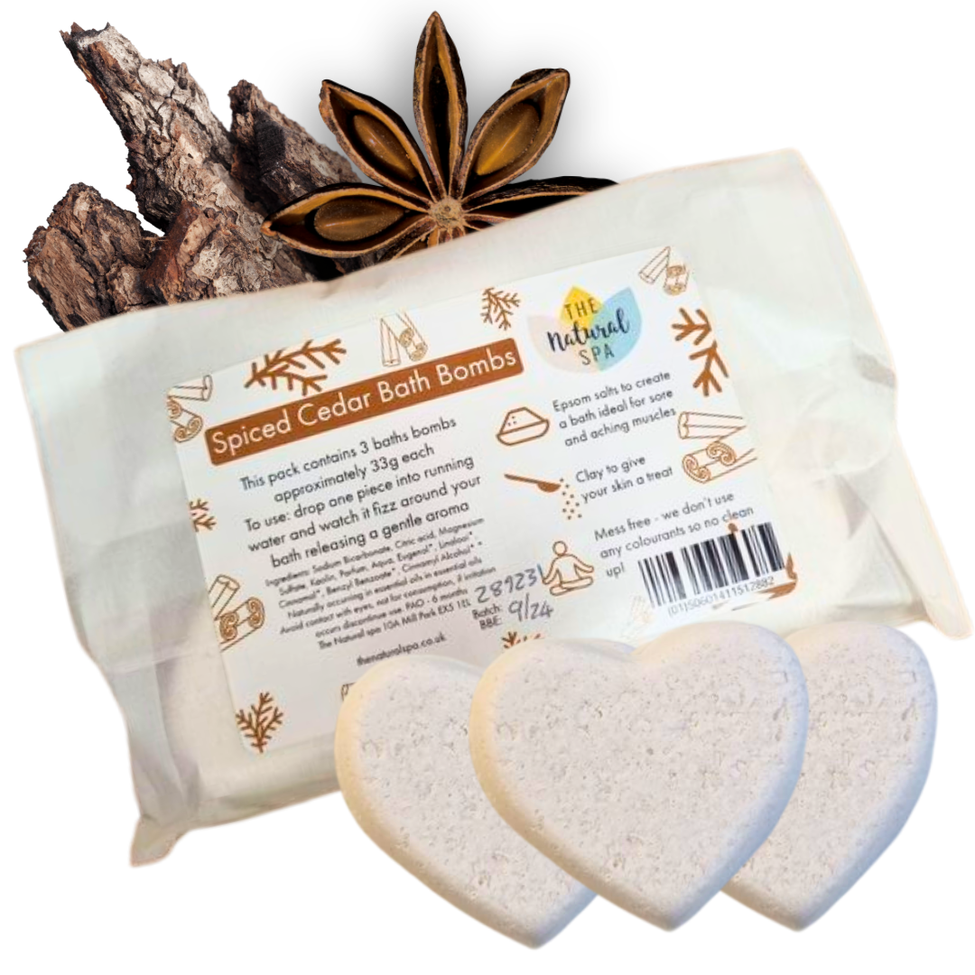 Spiced Cedar Bomb 3 pack  designed to create an aromatherapy-style bath. Infused with carefully selected essential oil blends.