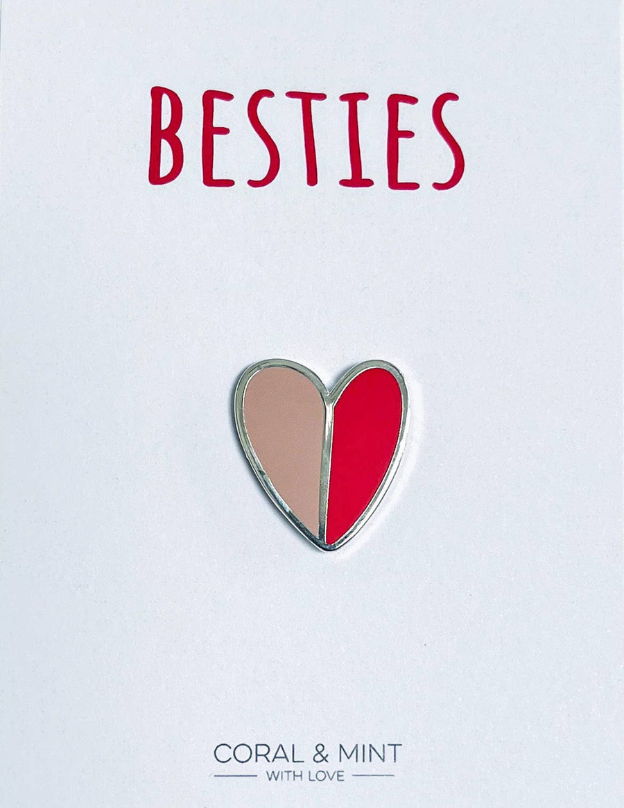 Besties Double heart enamel pin