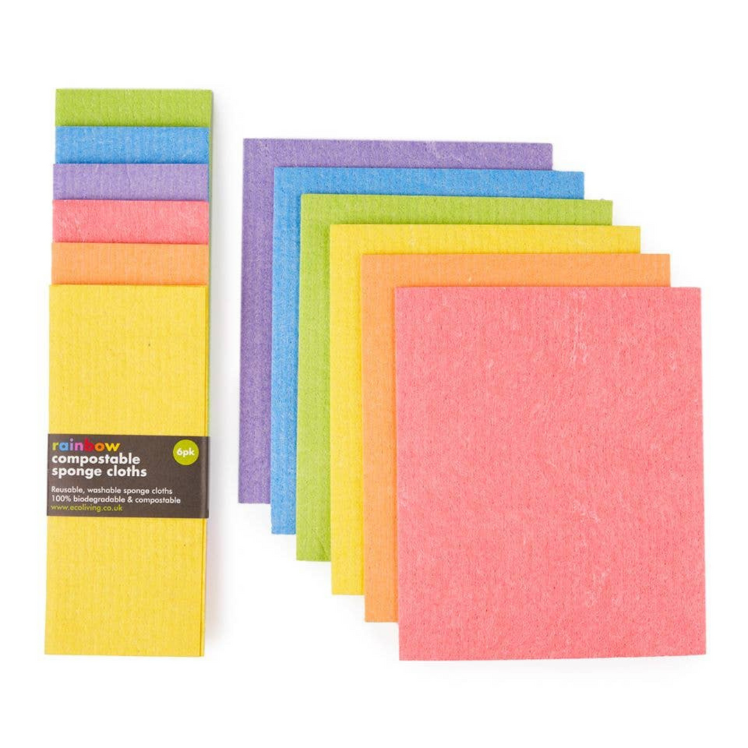 Biodegradable cleaning sponge cloths pack of 6 rainbow.