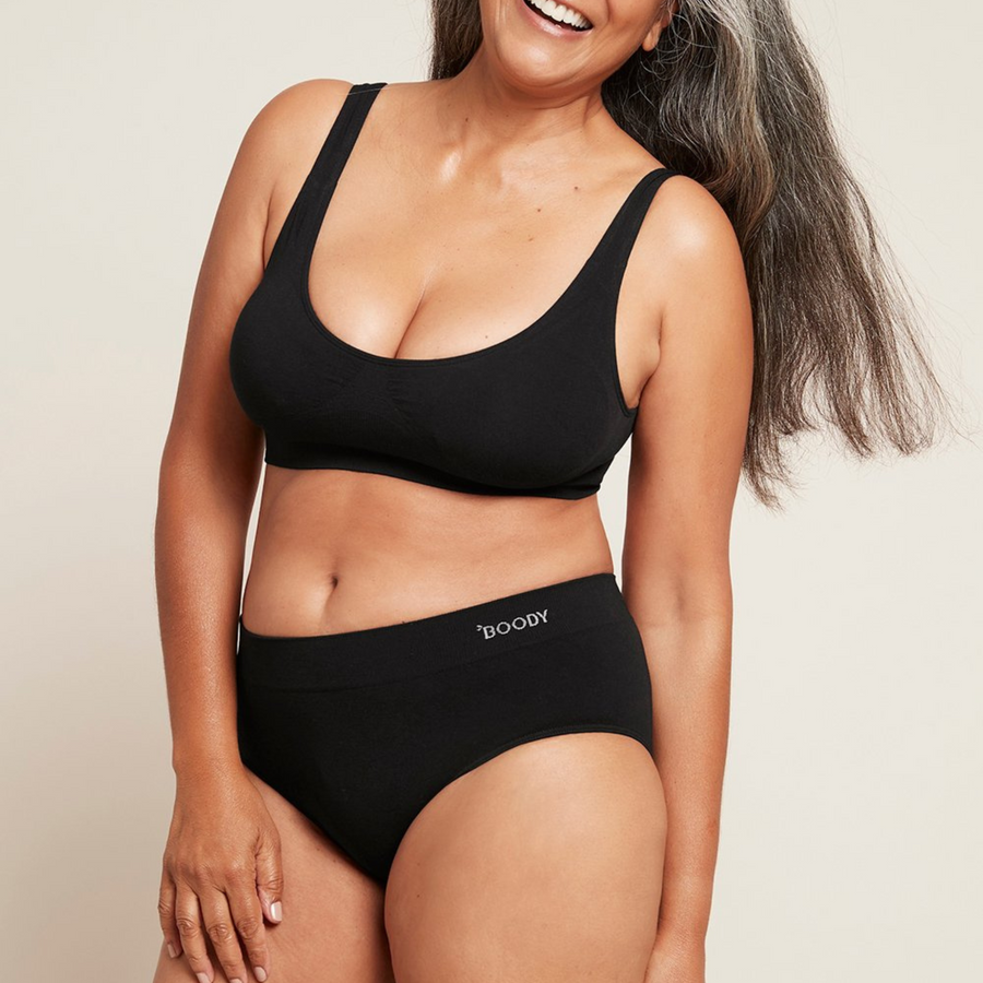 Black bamboo midi briefs by Boody