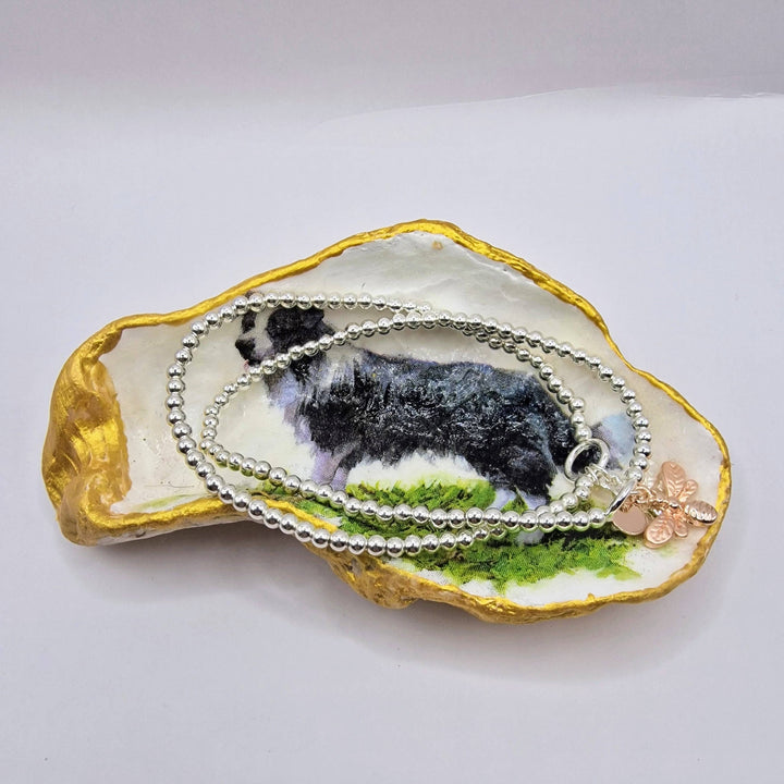 Border Collie Dog Oyster Shell Trinket Dish