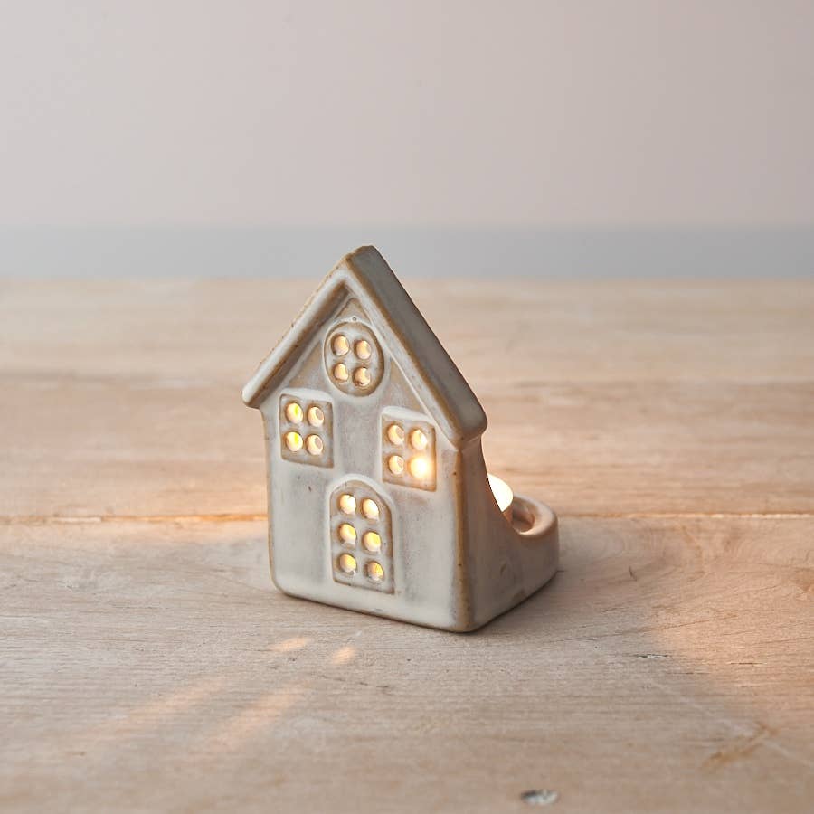 Ceramic T-Light House, 8.5cm