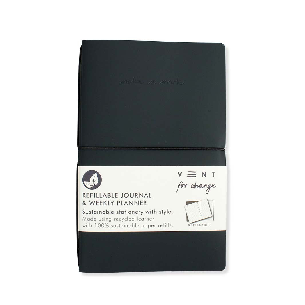 Charcoal Recycled Leather Refillable Journal & Planner