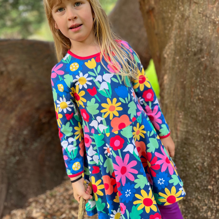 Children's Organic Bold Floral Print Skater Dress