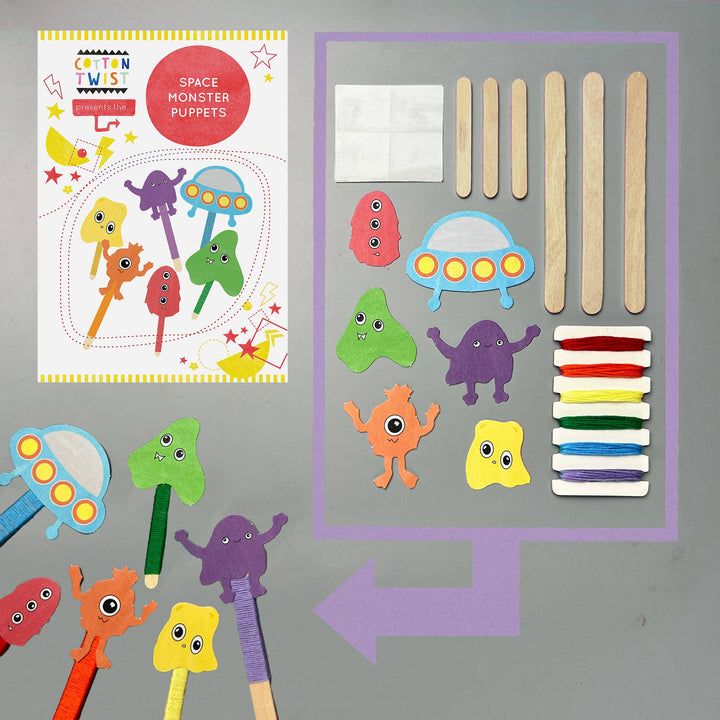 Make your own space monster puppets craft kit - The Boutique 