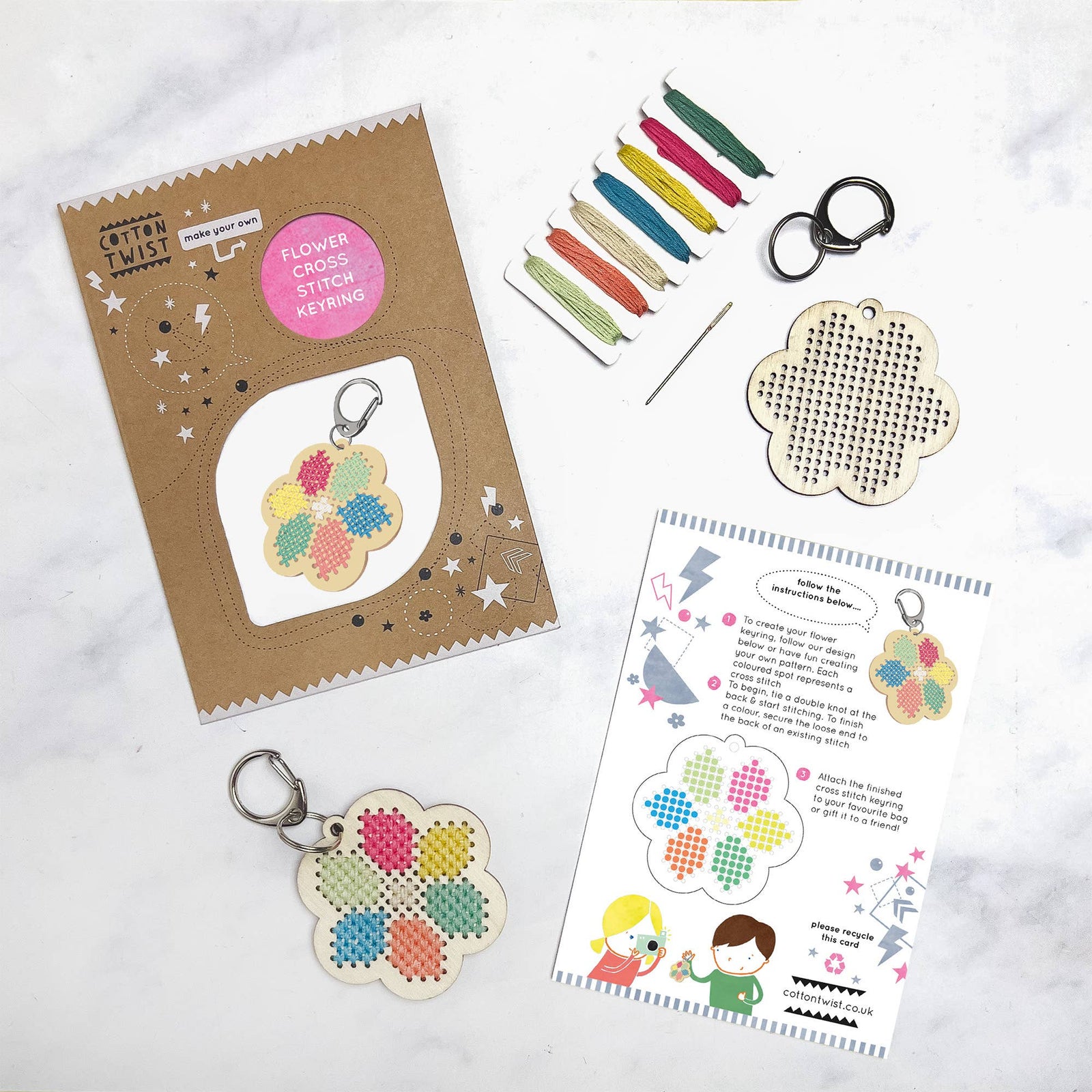 Flower Cross Stitch Keyring Craft Kit