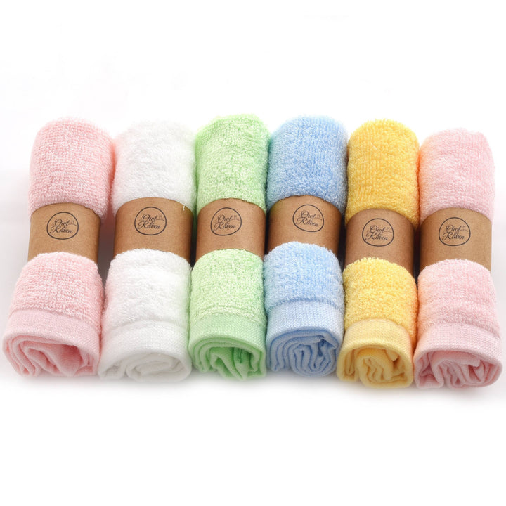 Colourful Organic bamboo wash cloths by Regn