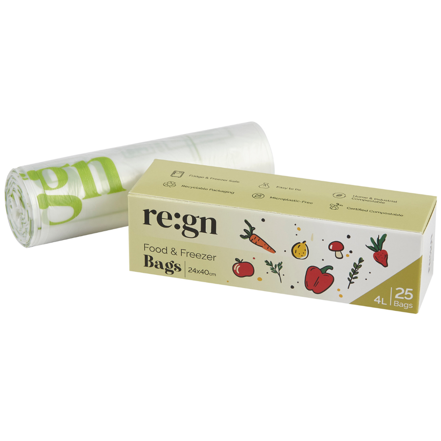 Compostable &amp; Biodegradable 4L Food and Freezer Bags – 25 Bags per Roll