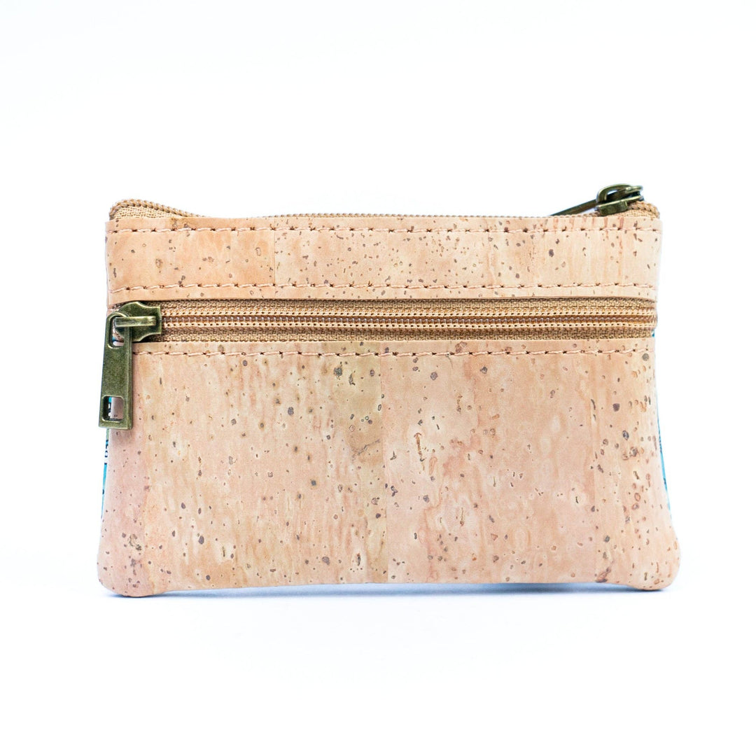 Cork pouch with a zipper on a white background