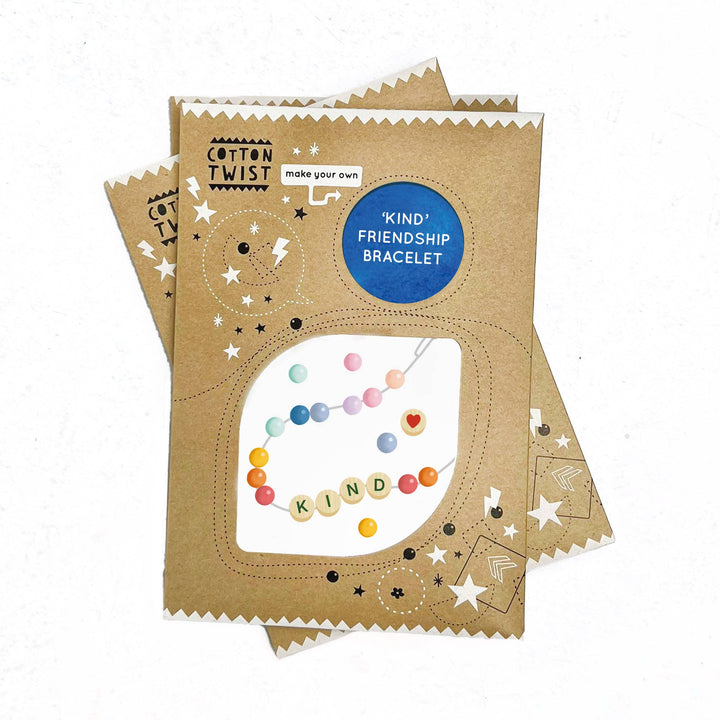Cotton Twist 'Kind' friendship bracelet kit on a white background