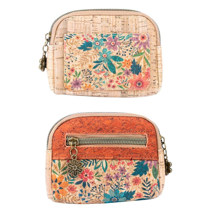 Cute Flower Printed Cork Coin Purse