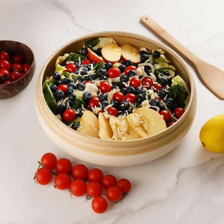 Extra Large Bamboo Serving Bowl - Off White