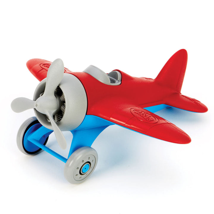 Recycled plastic aeroplane toy in blue / red