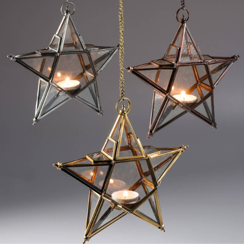 Hanging Clear Glass Star Lantern.
