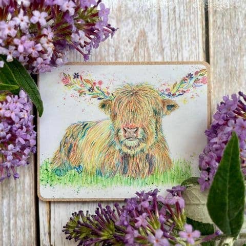 Highland Cow Wooden Fridge magnet