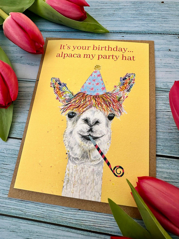 Alpaca Birthday | I'll Alpaca my hat. Carbon Neutral Eco-Cards