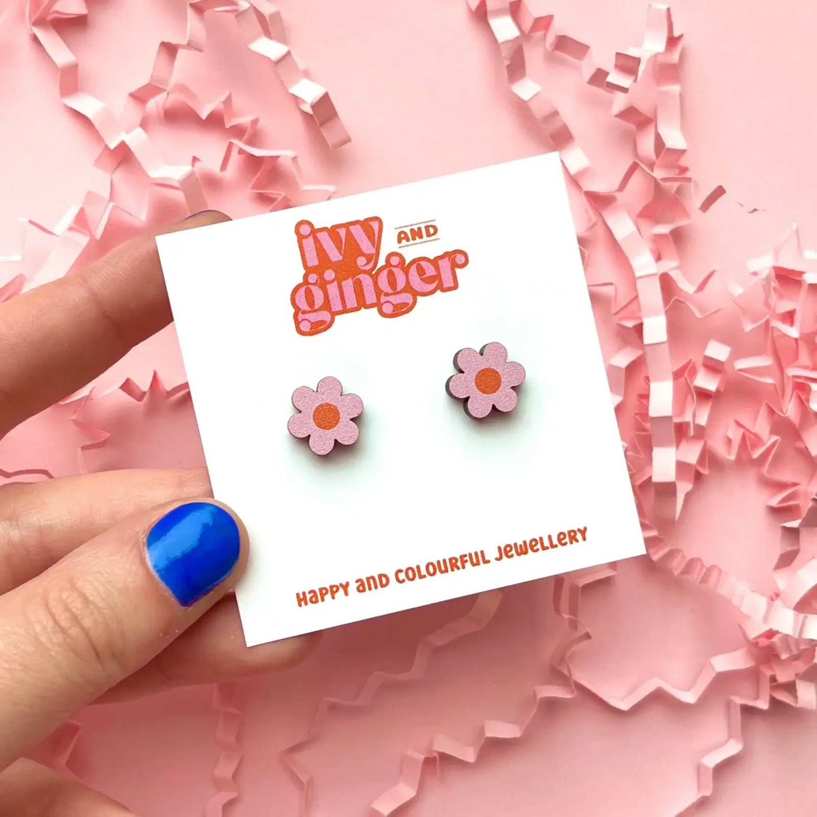 Ivy & Ginger Pink Daisy Studs