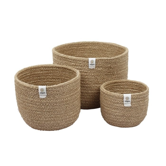 Jute Tall Basket Set – Natural set of 3