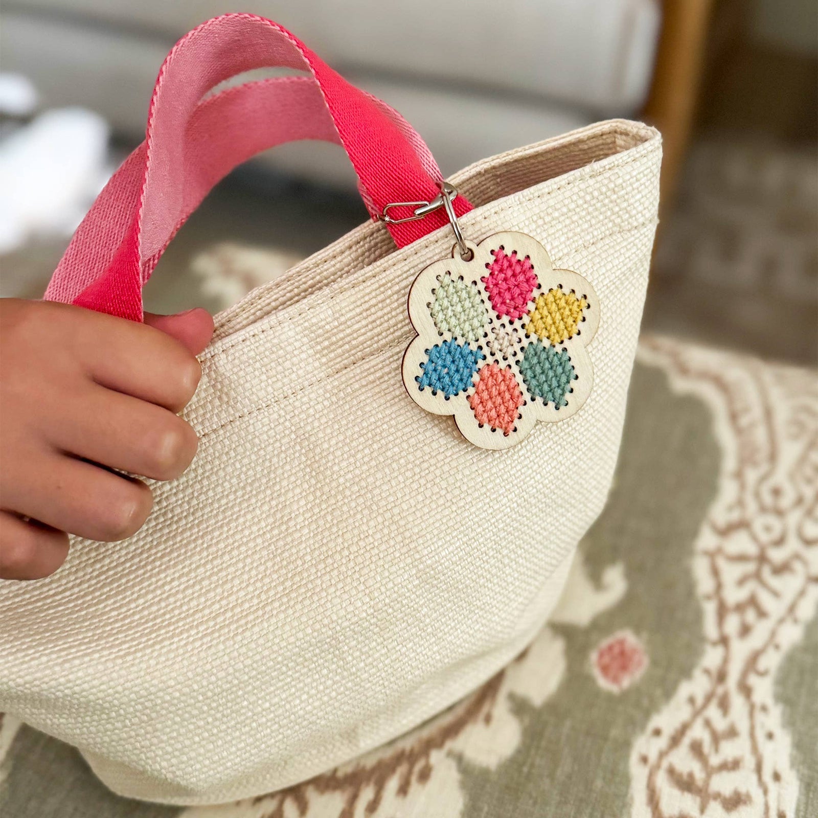 Make your Own Flower Cross Stitch Keyring Craft Kit