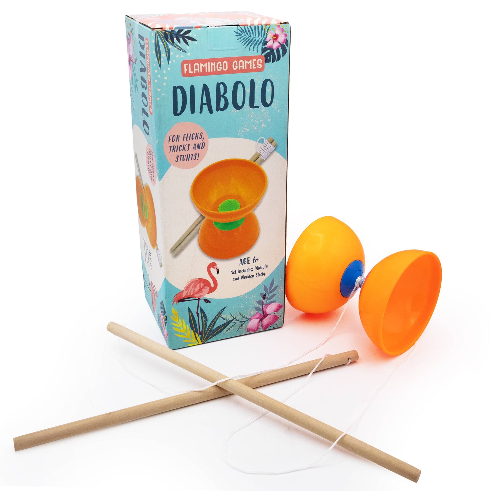 Flamingo Games Diabolo set with packaging on a white background