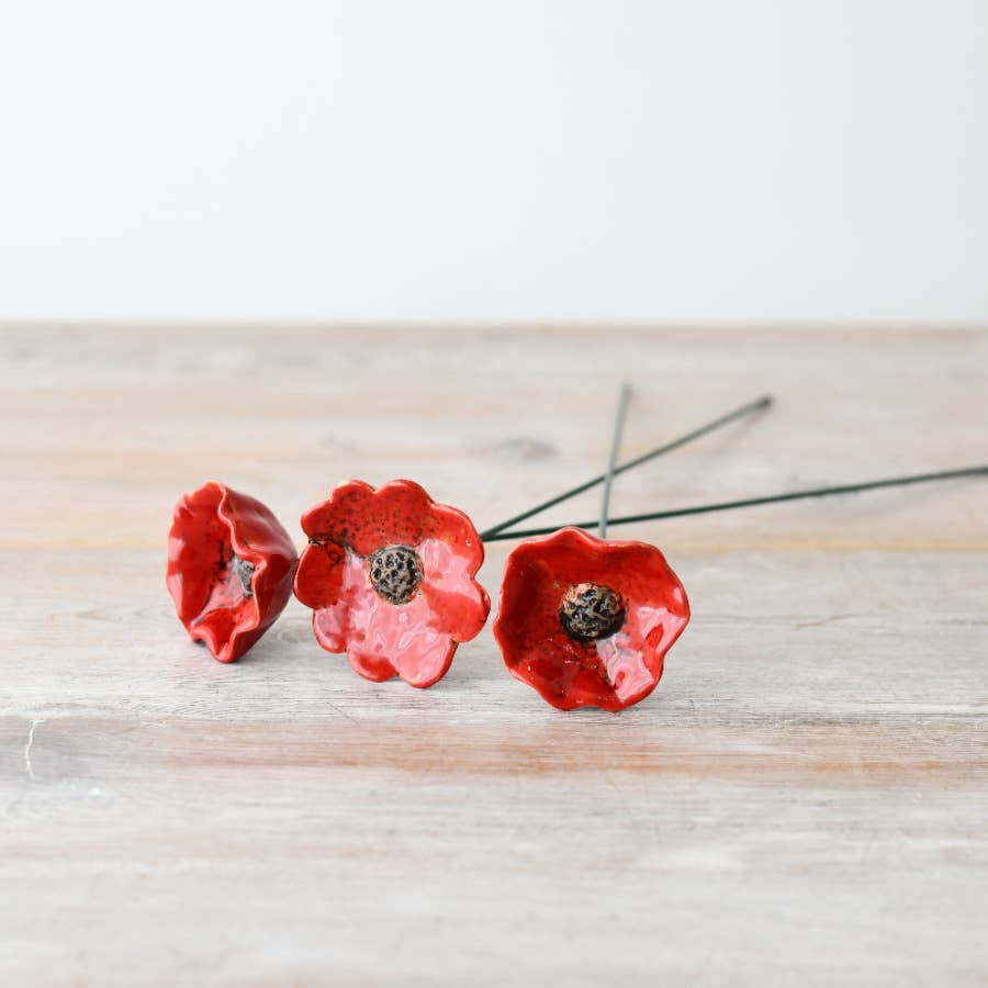 Large Red Garden Poppy Stake 57cm