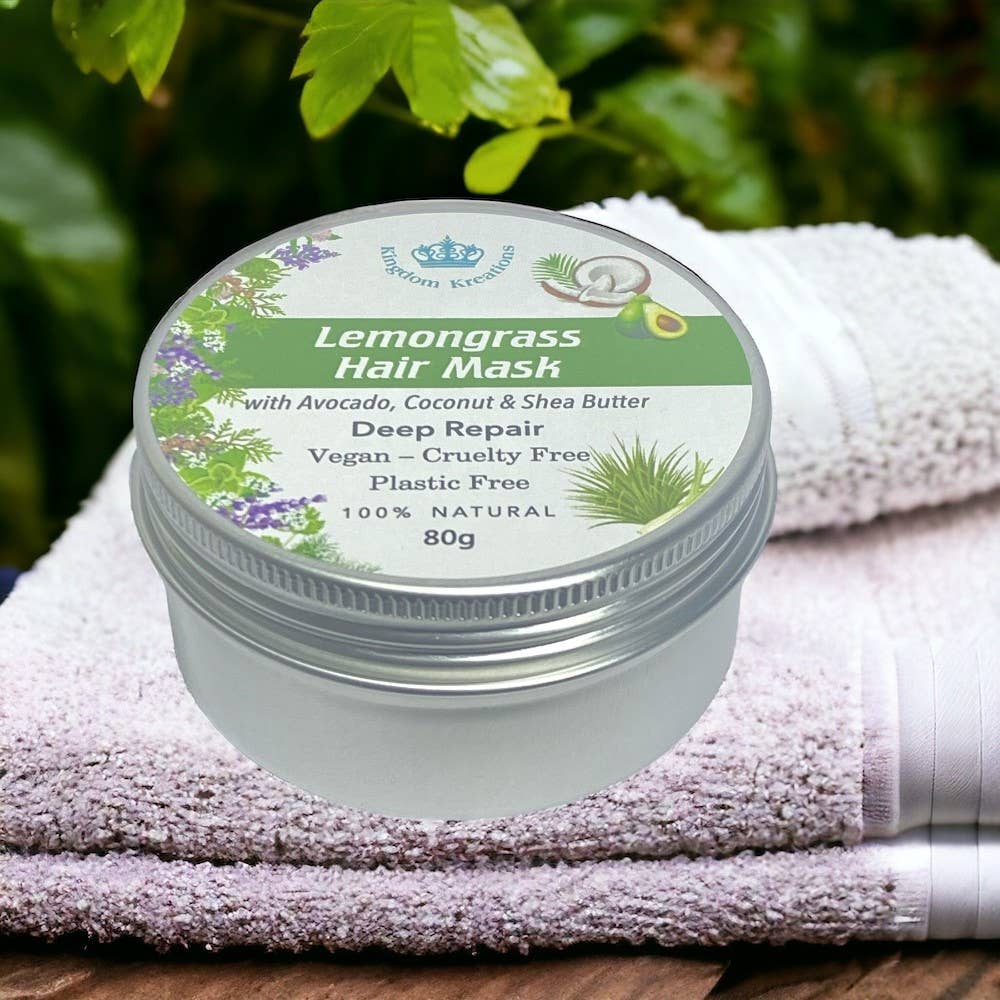 Hair Mask to soften hair with Avocado, Coconut and Shea Butter added with Lemongrass Essential Oils to make hair smell amazing.