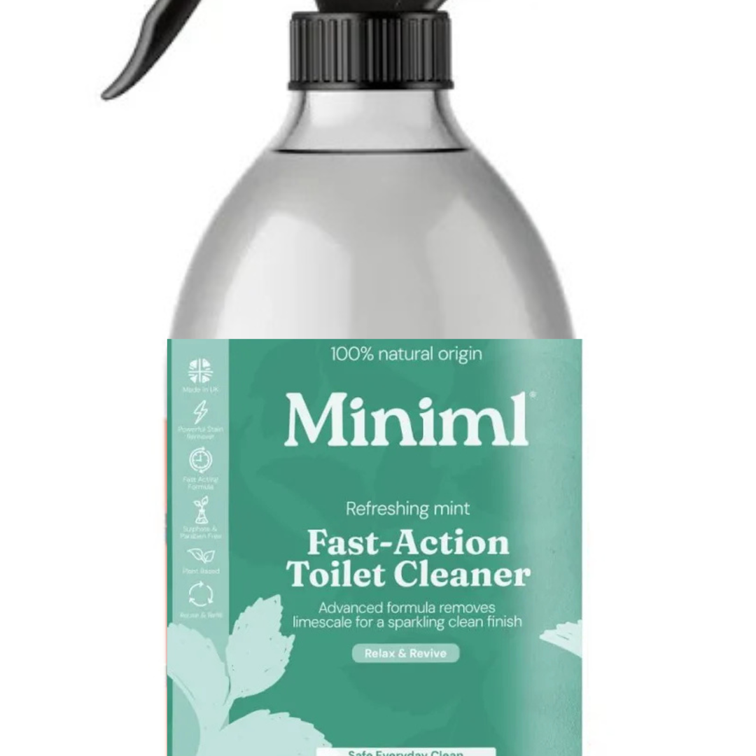 Miniml fast-action toilet cleaner bottle on a white background