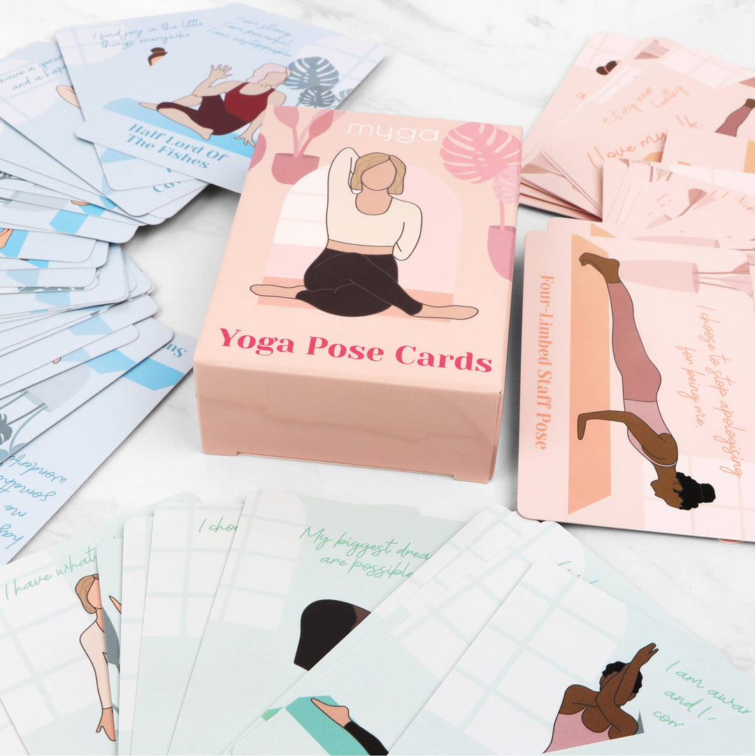 Myga’s Yoga Pose Cards, with 70 different illustrated poses to aid you on your yoga &amp; mindfulness journey