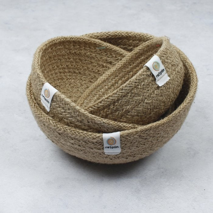 Natural jute mini bowl set - Set of 3 in Natural colour - The Eco Boutique 