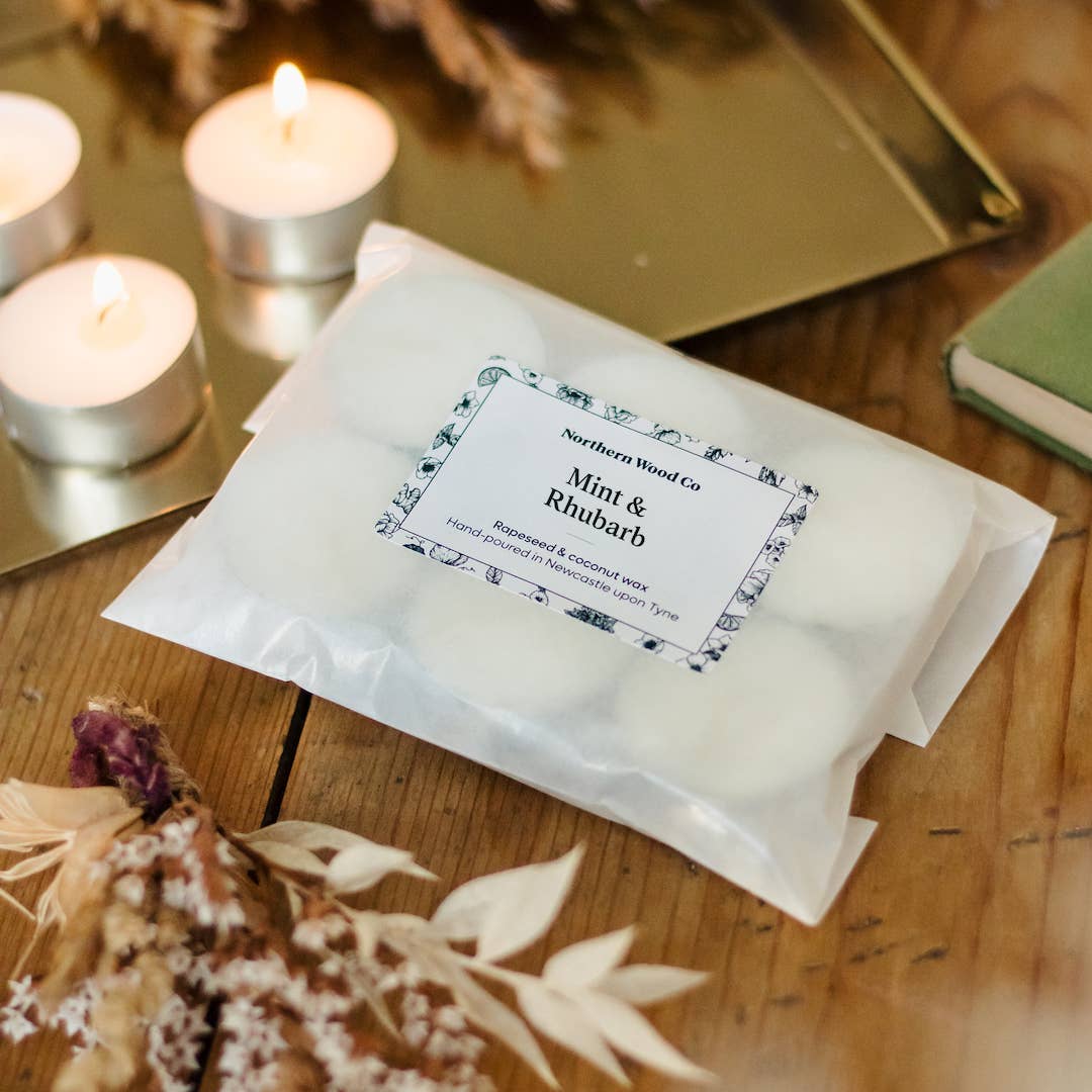 Mint and Rhubarb Tea Lights Rapeseed and Coconut wax
