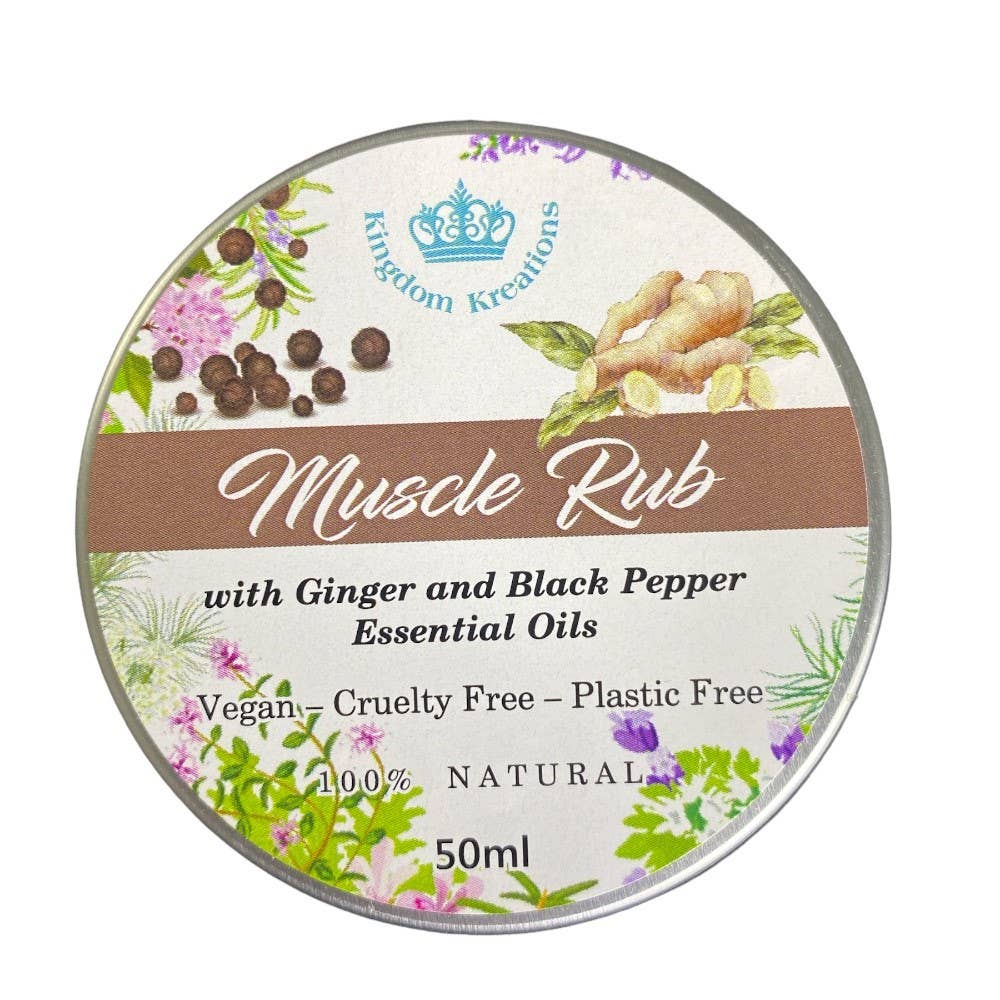Natural Muscle Rub with Ginger &amp; Black Pepper Kingdom Kreations